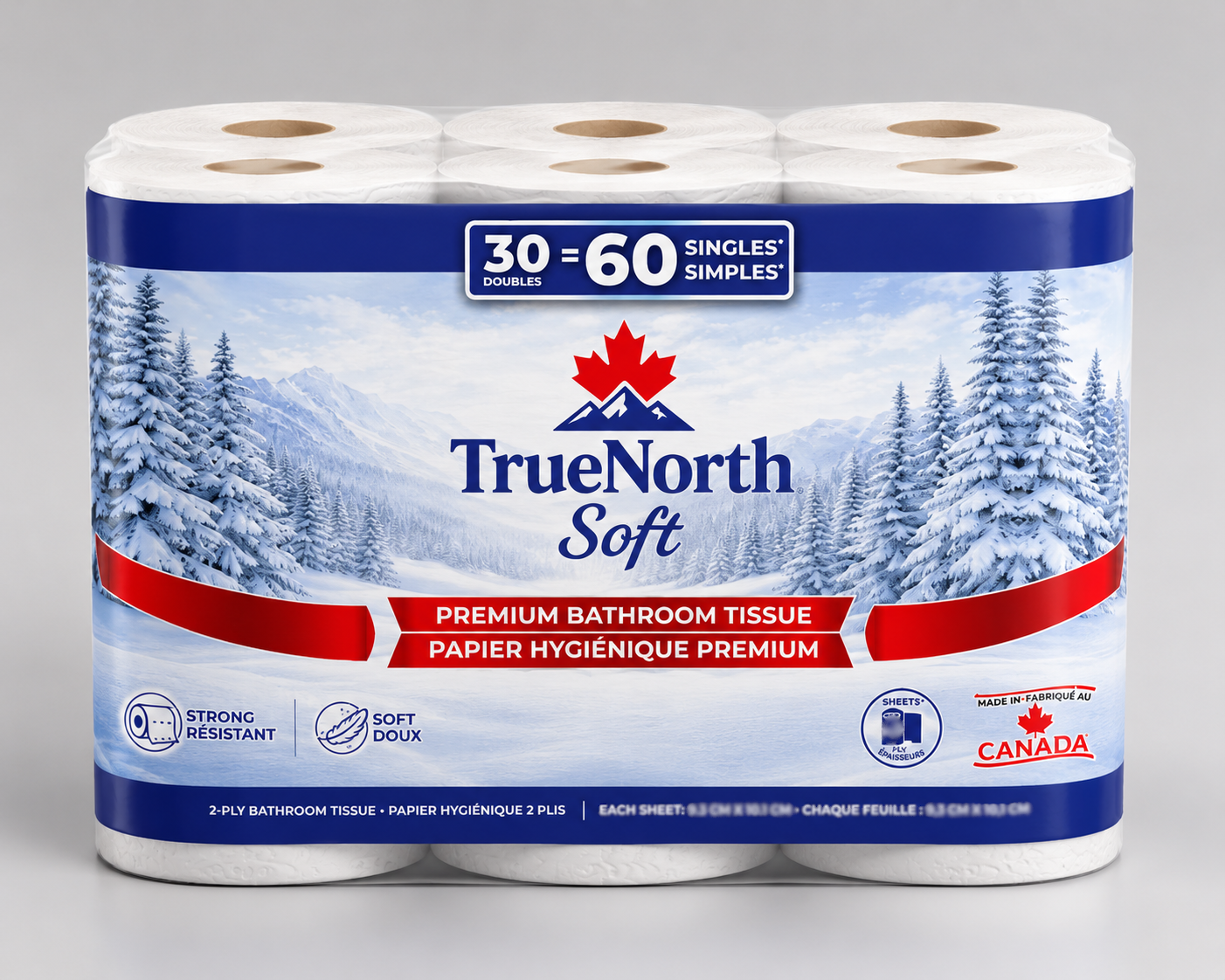True North Soft Premium Bathroom Tissue | 30 Double Rolls